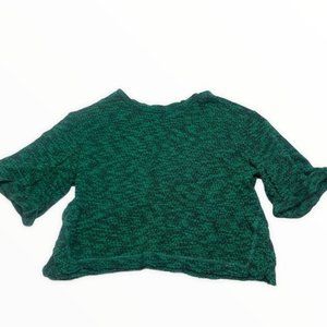 •- UMGEE Cropped Sweater Green Raw Hems O6